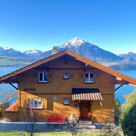 Chalet Egglen "Typical Swiss House, Best Views, Private Jacuzzi" Sigriswil Buitenkant foto