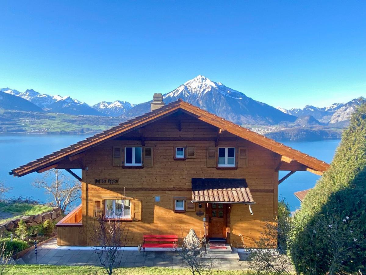 Chalet Egglen "Typical Swiss House, Best Views, Private Jacuzzi" Sigriswil Buitenkant foto