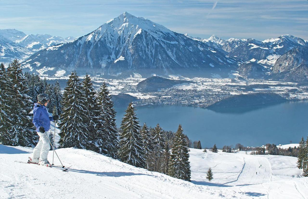 Chalet Egglen "Typical Swiss House, Best Views, Private Jacuzzi" Sigriswil Buitenkant foto